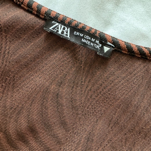 Brown and black swirl pattern Zara long sleeve dress - Picture 2 of 5